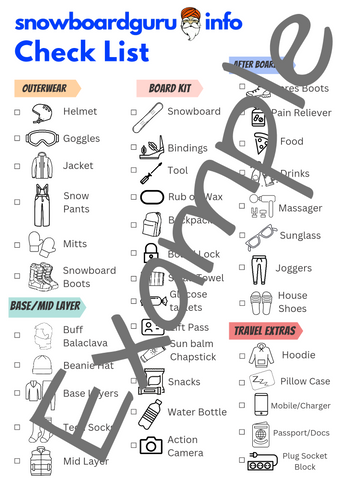 Snowboard Guru Laminate Packing Checklist with Drywipe Marker
