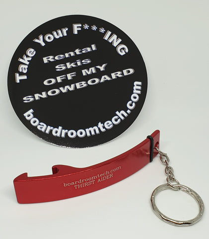 Boardroom Tech F***ING SKIER STICKER & THIRST AIDER BOTTLE OPENER