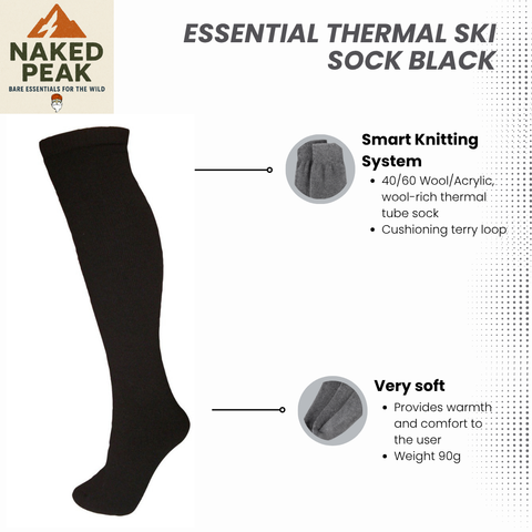 Essential Thermal Ski Sock Black